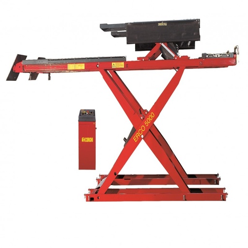 [COGI-ERCOX5000CT] Cầu nâng cắt kéo kiểm tra góc đặt bánh xe 5 Tấn, lắp chìm, 3 pha, màu đỏ (bao gồm đĩa lái Italy và bộ phụ kiện)