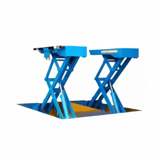 [BZAI-BTL568CLSAMI] Cầu nâng cắt kéo nâng bụng 3,5 Tấn, lắp chìm, có tay nâng (3 pha, màu xanh)