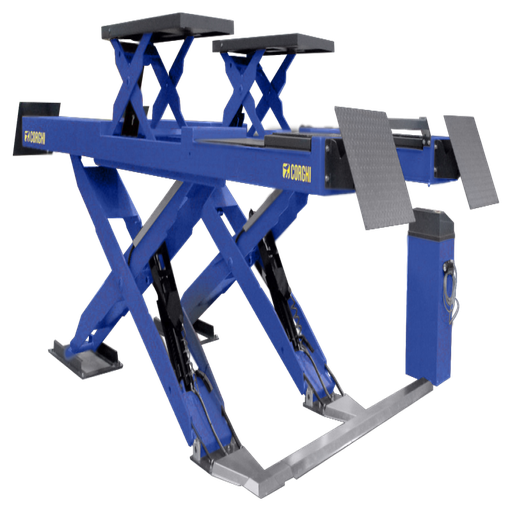 [COGI-ERCOX4300CTLT:10] Cầu nâng cắt kéo kiểm tra góc đặt bánh xe 4,3 tấn, lắp chìm, có bàn nâng phụ, 3 pha, màu xanh (bao gồm đĩa lái Trung Quốc và bộ phụ kiện)