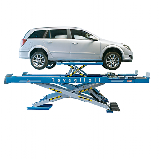 [RAVA-RAV650255ISI:03] Cầu nâng cắt kéo kiểm tra góc đặt bánh xe 5 tấn, lắp chìm, có bàn nâng phụ (3 pha. màu xám RAL7016)