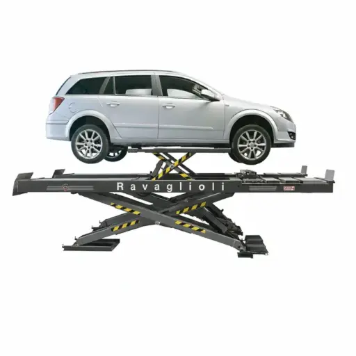 [RAVA-RAV650255ISI:03] Cầu nâng cắt kéo kiểm tra góc đặt bánh xe 5 tấn, lắp chìm, có bàn nâng phụ (3 pha. màu xám RAL7016)