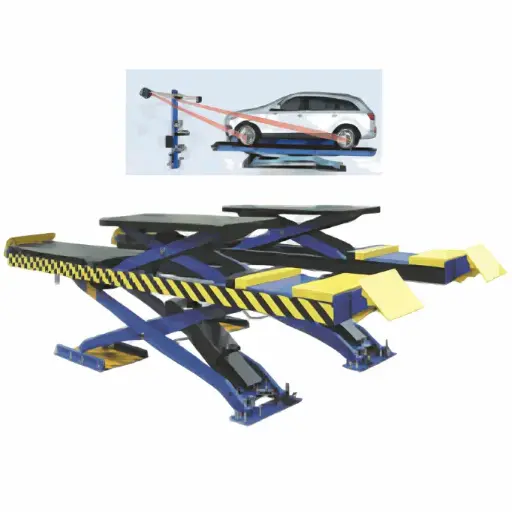 [GC-GC-55MS] Cầu nâng cắt kéo kiểm tra góc đặt bánh xe 5.5 tấn, lắp chìm, có bàn nâng phụ (3 pha , màu xanh RAL 3166, chưa gồm đĩa lái).