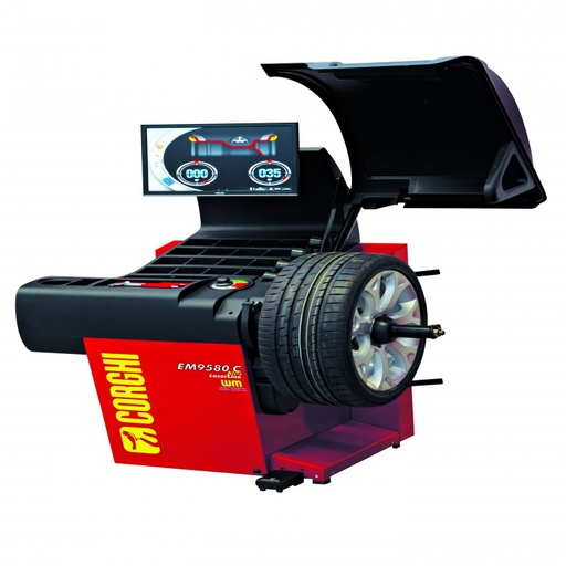 [COGI-EM9580CPLUSTOUCHSCREEN] Máy cân bằng lốp xe con, màn hình cảm ứng (Gồm cảm biến độ rộng, khóa Winut - màu đỏ)